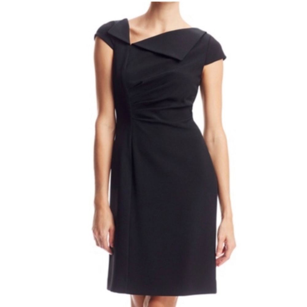 Like New! Tahari asymmetrical neck black dress